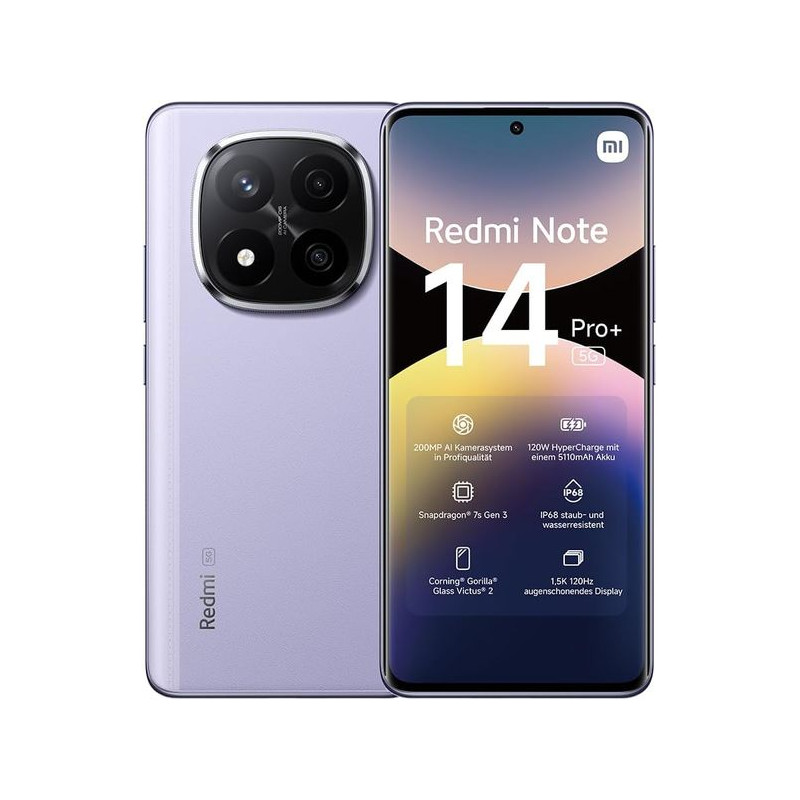 Xiaomi Redmi Note 14 Pro+ 5G 256GB 12GB With Charger Lavender Purple DS EU - no Warranty